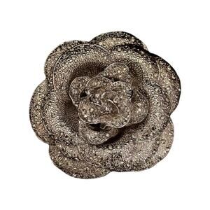 Vintage Silver & Marcasite Rose Brooch